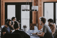 Team collaborating in a modern office